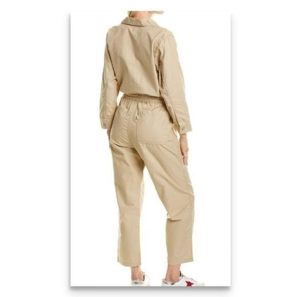 LEVI'S Utility Jumpsuit Cream Long Sleeves Collar - Picture 2 of 14